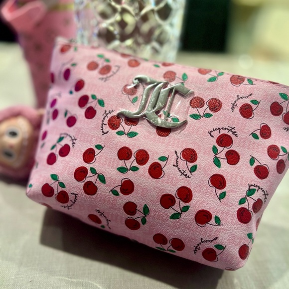 New Juicy Couture Pink Red Cherry Clutch Cosmetic Bag Cute Storage Coquette - Picture 16 of 17